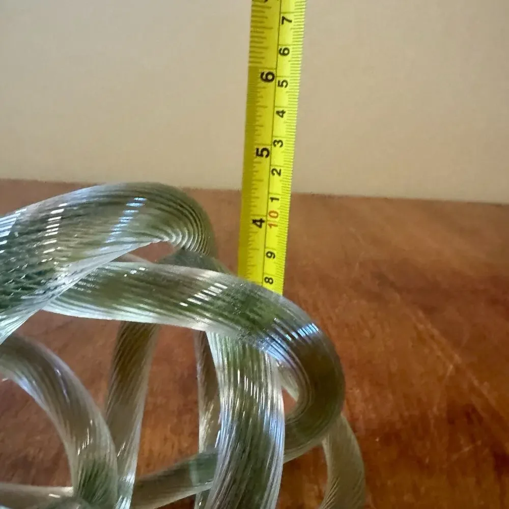 Murano Twisted Rope Infinity Knot Sculpture Green Ribbed Glass Art Italy